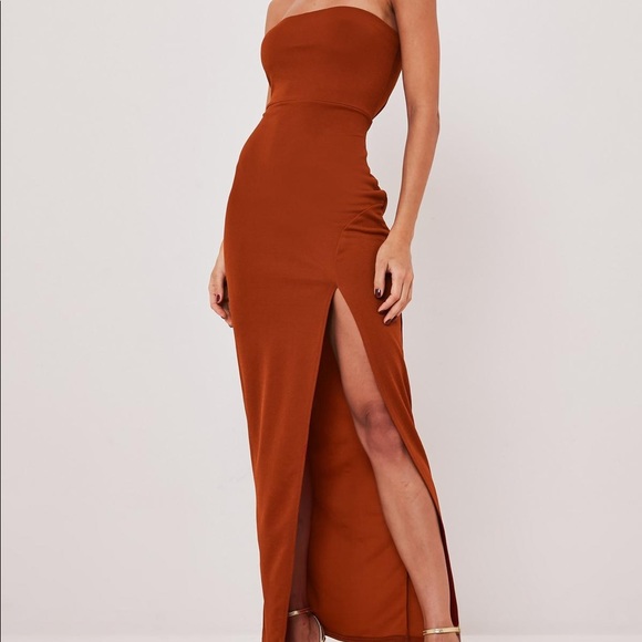 bandeau split maxi dress